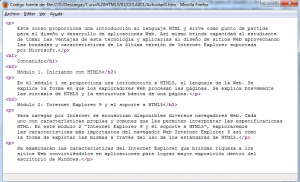 Vista de código en Firefox