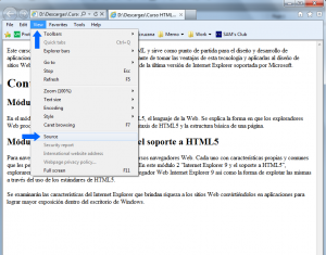Como ver la vista de código en IE