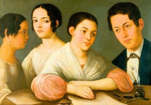 Los estudiantes. Anónimo, óleo sobre tela, 84.8 x 59 cm. Colección de pintura del siglo xix y principios del xx. Universidad Veracruzana. Fotografía: Rafael Doniz.