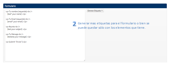 Generar etiquetas para el formulario