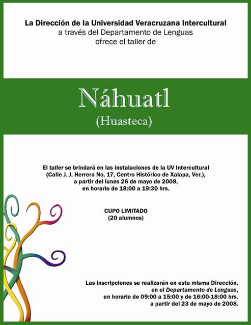 Taller de Náhuatl (variante Huasteca) | Blog de la UVI