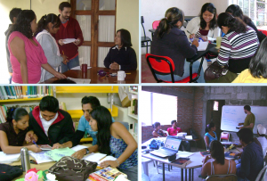 Taller de Lexicografía en las Sedes UVI de Xalapa, Tequila, Espinal y Huazuntlán (en el sentido de las agujas del reloj, empezando por la esquina superior izquierda)