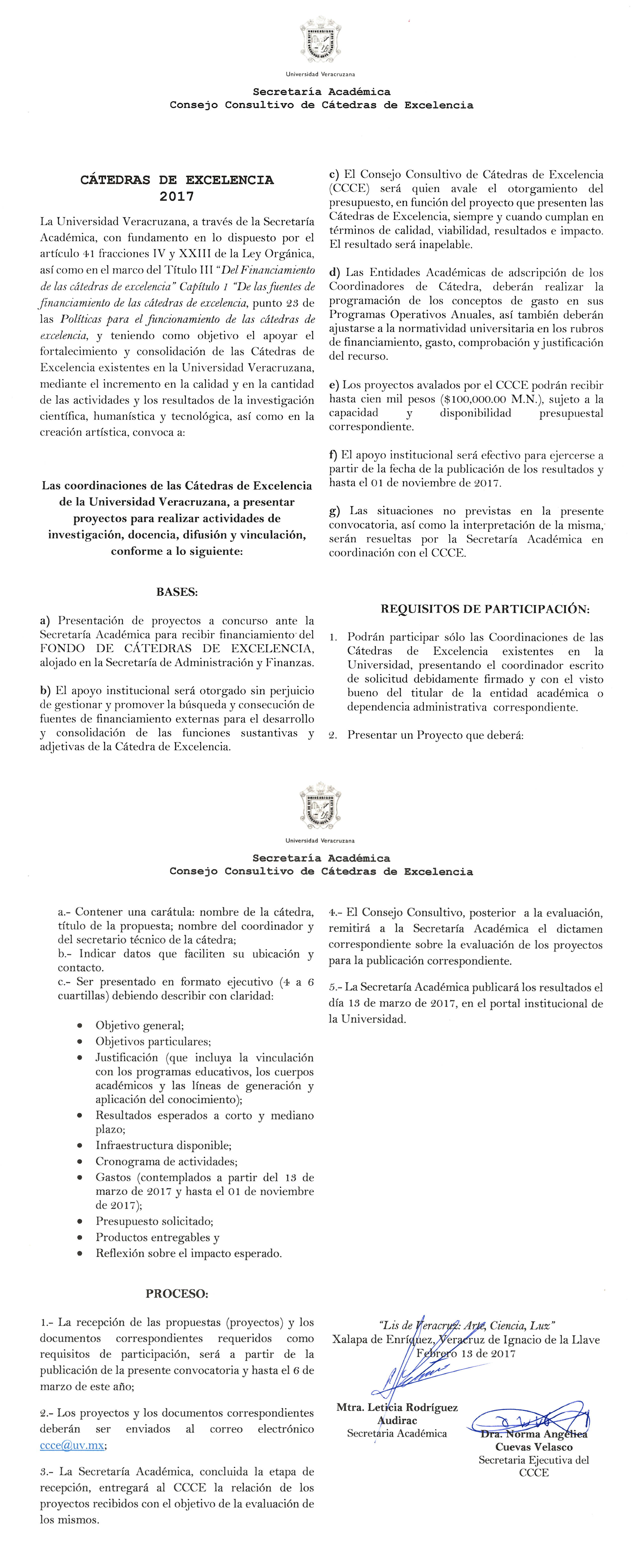 Convocatoria Cátedras de Excelencia 2017