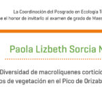 Imagen Invitación al examen de grado de Maestría en Ecología Tropical de Paola Lizbeth Sorcia Navarrete