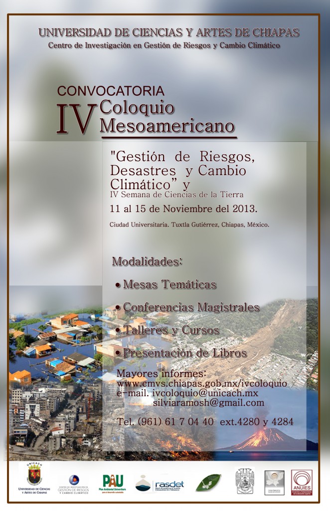 Convocatoria IV Coloquio mesoamericano Gestión de Riesgos y CC
