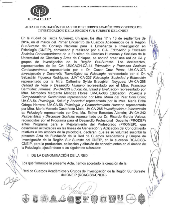 Convenio de la red de Cuerpos Académicos del CNEIP