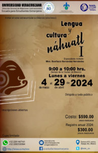 Imagen Curso: Lengua y Cultura Náhuatl I 2024 – 1