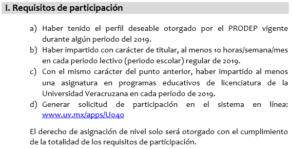 1. Requisitos de participación