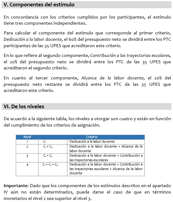 5. Componentes del estímulo, 6. De los niveles