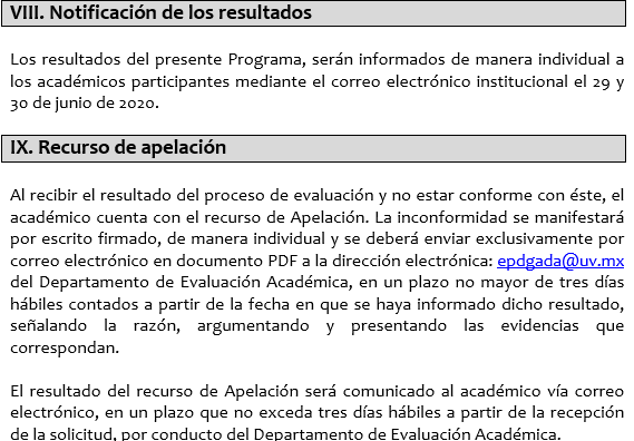 8. Notificación de los resultados, 9. Recurso de apelación