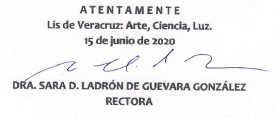 Firma de la convocatoria por la Dra. Sara D. Ladrón de Guevara González