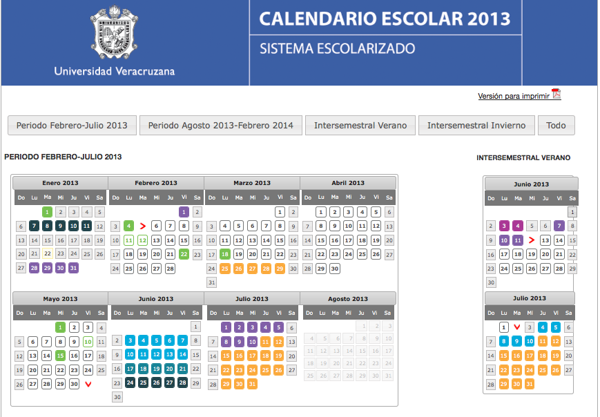 Caledario Escolar UV