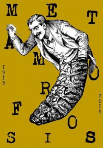 El cartel de Alicia representa la metamorfosis de Franz Kafka, al salir de un capullo de oruga.