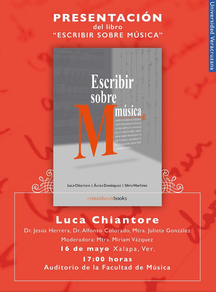 Cartel de la presentación del libro Escribir sobre música