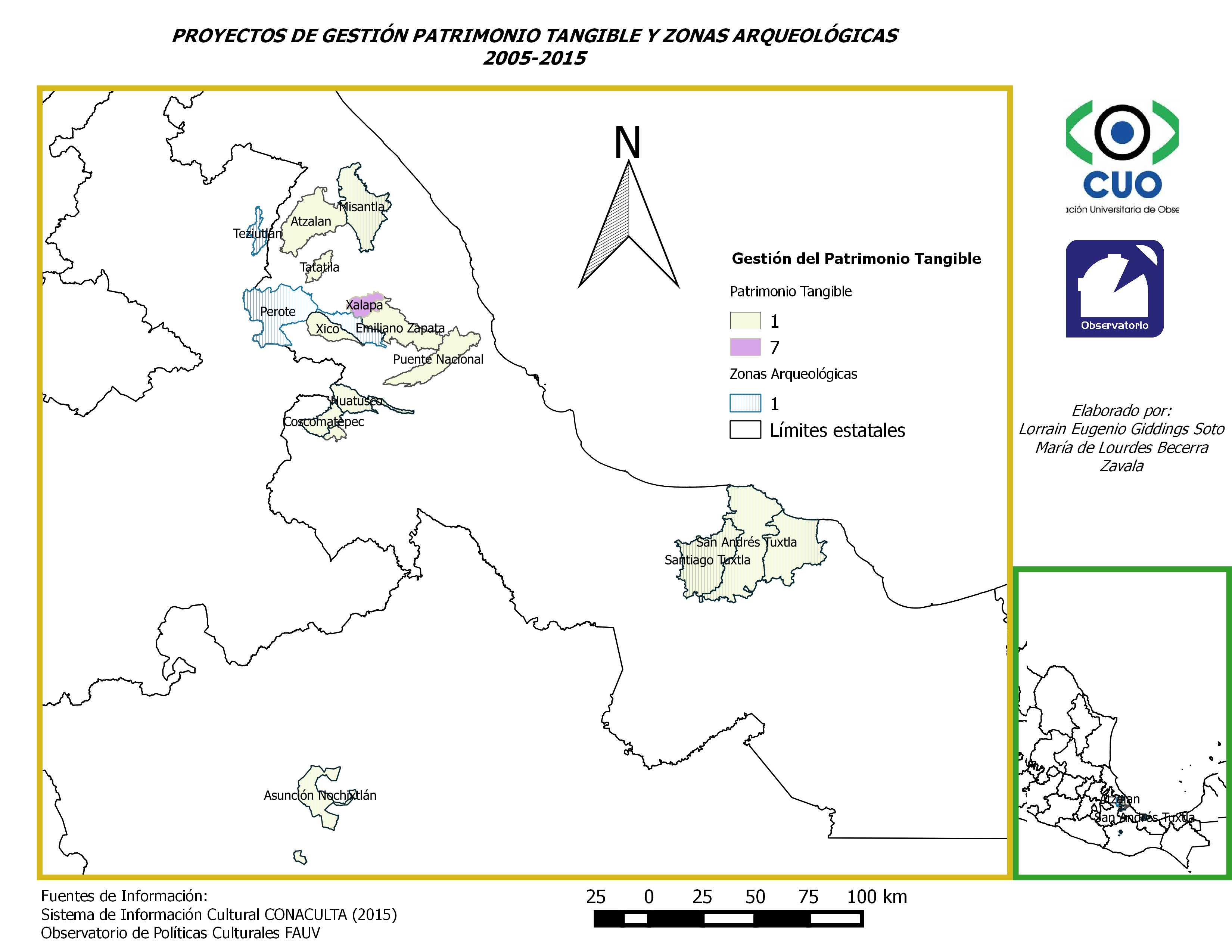 Municipios con proyectos de gestión y zonas arqueológicas abiertas al público.