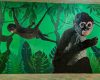 “Cuida a los monos y la selva; ellos cuidarán de ti”, es el mensaje del mural (Foto Rodrigo Alberto Martínez Martínez)