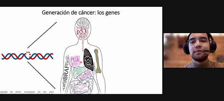 El académico de la Facultad de Bioanálisis, Carlos Arturo Gallardo Hernández, ofreció una conferencia sobre aspectos genético-moleculares del cáncer de mama 