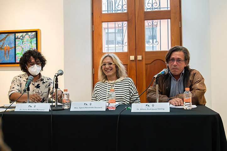 En el conversatorio previo al recorrido, participaron Darío Meléndez Manzano, Sylvia Navarrete Bouzard y el artista