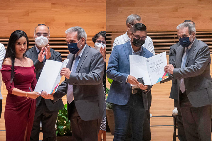 Araceli Mijangos y Alex Jair Loza, fueron reconocidos con el Premio Ceneval al Desempeño de Excelencia EGEL 2021 y 2020, respectivamente (Foto: José Rujiro Hernández Temis)
