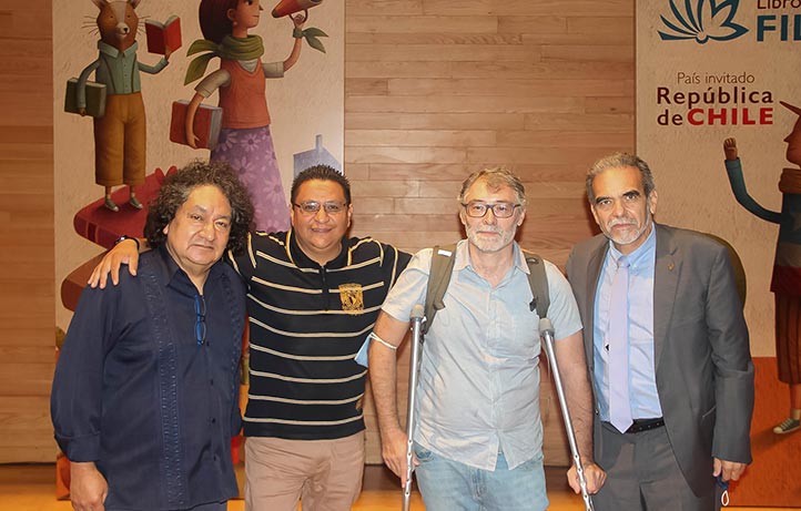 Sergio Tamayo, Miguel Ángel Ramírez, Massimo Modonesi con el rector Martín Aguilar