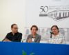 Ernesto Treviño, Yovana Celaya y Filiberta Gómez, en la inauguración del coloquio