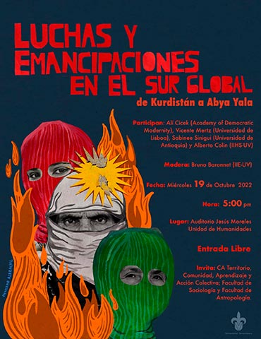 Cartel del Seminario Internacional “Luchas y emancipaciones en el sur global: de Kurdistán a Abya Yala”