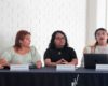 Mariaam Arely Sánchez Jaime, Rubí López González y Anita Guadalupe Porragas Martínez, participantes en la segunda jornada del IX Foro La Lengua como convergencia