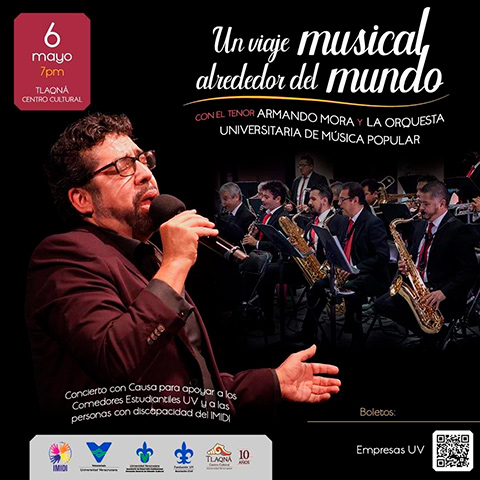 El concierto se realizará el 6 de mayo a las 19:00 horas en la sala principal de Tlaqná, Centro Cultural 