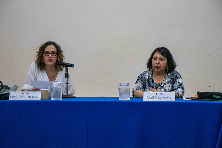 Virginie Thiébaut moderó la ponencia de Martha Elena Nava, en el Auditorio “Gonzalo Aguirre Beltrán” del IIH-S