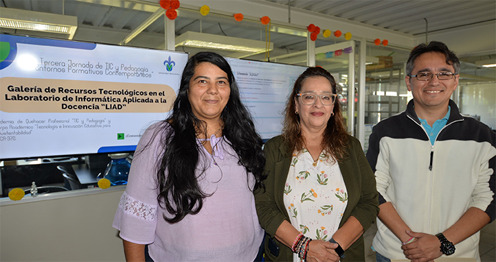 Silvia Grappin, Maribel Domínguez y Antonio García, académicos de Pedagogía