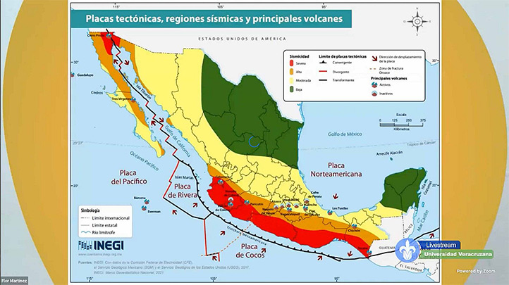 Distribución de las placas tectónicas cuya interacción libera la energía de los sismos 