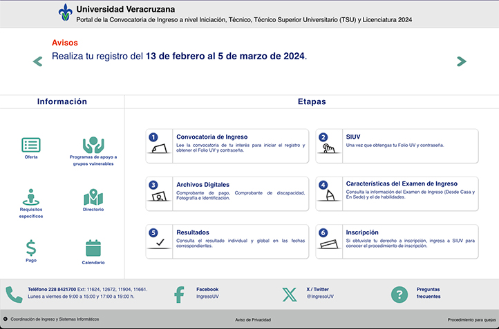 Portal del proceso de ingreso 2024