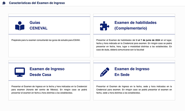 Característica del Examen de ingreso y de habilidades