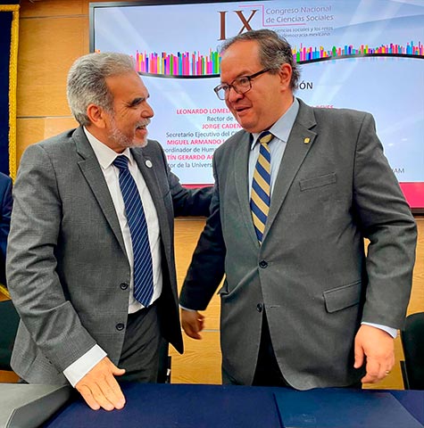 Leonardo Lomelí Vanegas, rector de la UNAM, dio la bienvenida a Martín Aguilar Sánchez, rector de la UV