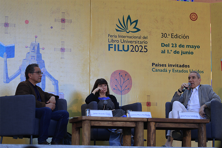 Javier Aranda Luna, Leticia Mora Perdomo y Jesús Turiso Sebastián en la presentación 