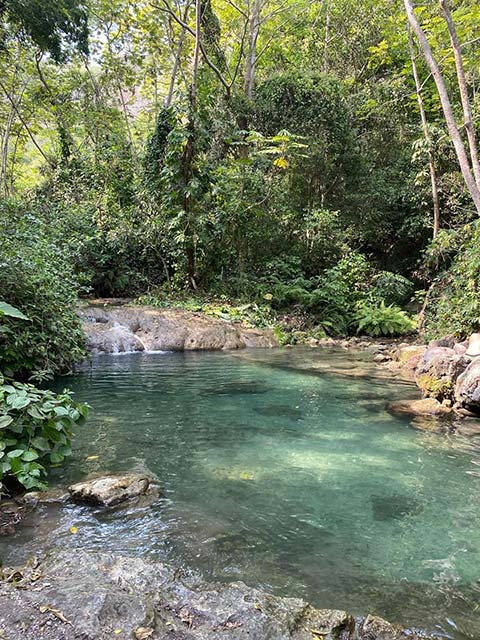Poza de agua cristalina, El Zapotal, Rinconada, municipio de Emiliano Zapata 