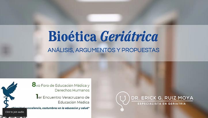La conferencia virtual fue impartida por el médico Erick Ruiz Moya, cuya área de especialización es la geriatría 