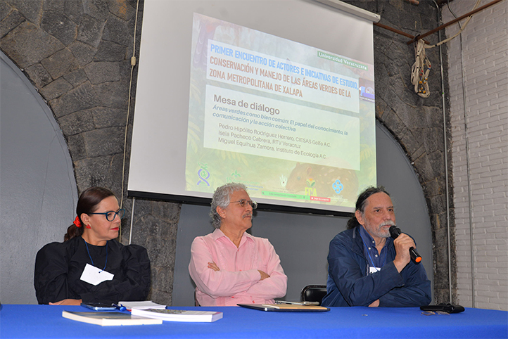 Isela Pacheco Cabrera, Pedro Hipólito Rodríguez Herrero y Miguel Equihua Zamora, en la primera mesa de diálogo 