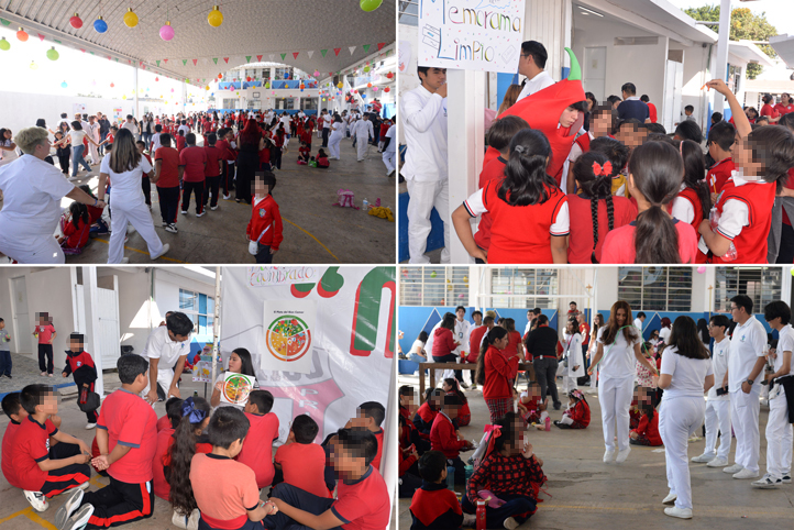 Niñas y niños participaron entusiastamente en dinámicas como parte de la Feria de la Salud 