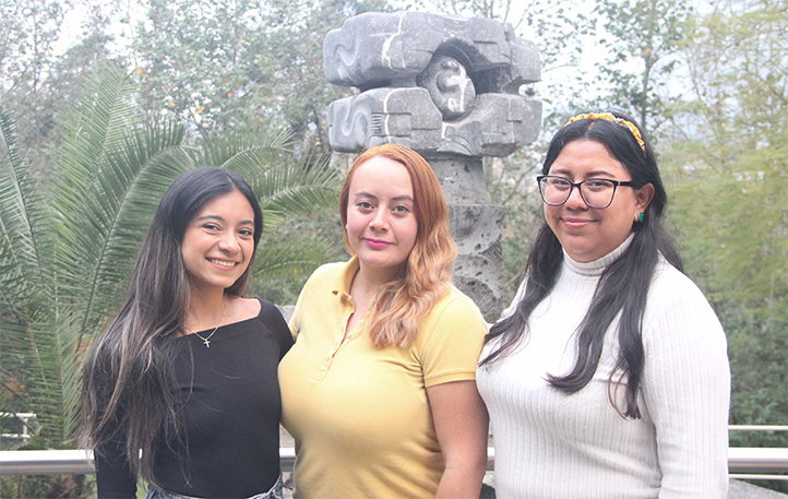 Jésica Jocelyn Cortés, egresada de la Maestría en Neuroetología; Paola Belem Pensado, estudiante del Doctorado en Neuroetología, y Abril Alondra Barrientos, investigadora de Cosustenta 