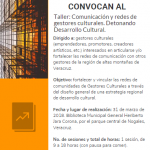 Imagen Taller: Comunicación y redes de gestores culturales. Detonando Desarrollo Cultural.