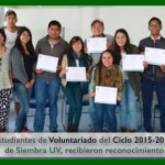 Imagen Estudiantes de Voluntariado del Ciclo 2015-2016  de Siembra UV recibieron reconocimiento