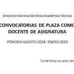 Imagen Convocatoria de Plaza Como Docente de Asignatura Periodo Agosto 2018-Enero 2019
