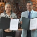 Sara Ladrón de Guevara y José Velasco Toro firmaron el convenio