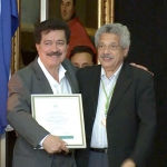El historiador con Pedro Pablo Rodríguez, secretario de la Academia