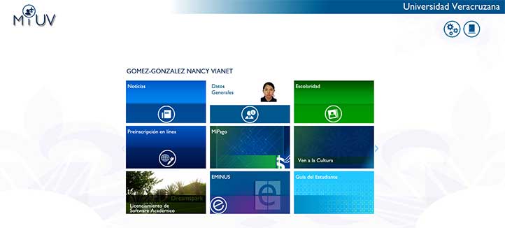 En tu sitio MiUV tendrás acceso a información sobre tu escolaridad, cómo realizar tu inscripción en línea y sobre otros sistemas y servicios (Eminus, Guía del Estudiante, Biblioteca Virtual, MiPago, entre otros).