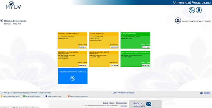 Podrás consultar tus horarios, calificaciones, calendario de exámenes y avance crediticio del programa educativo que cursas en la opción de Escolaridad.