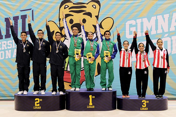 En gimnasia aeróbica, modalidad de tríos, ganaron el oro (Foto: UANL)